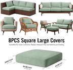 8Pcs Outdoor Cushion Covers, Stretch Patio Furniture Couch Chair Slipcovers | - Image 2
