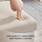 Ornavo Home 2 Pack 15 Inch Folding Storage Ottoman, Square Cube Linen Small - Image 6