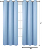 Sky Blue Thermal Blackout Curtains/38 x 84 Inch/Set of 2 Panels Room Darkening - Image 9