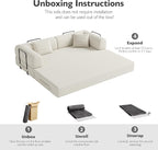 79in Convertible Sofa Bed, Corduroy Boneless Couch Bed, Futon Sleeper Sofa Pull - Image 5