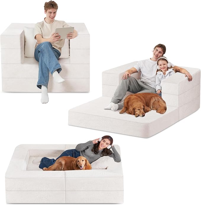Futon Sofa Bed with Pillow, 3-in-1 Sleeper Sofa Bed with Removable Cover - Image 8