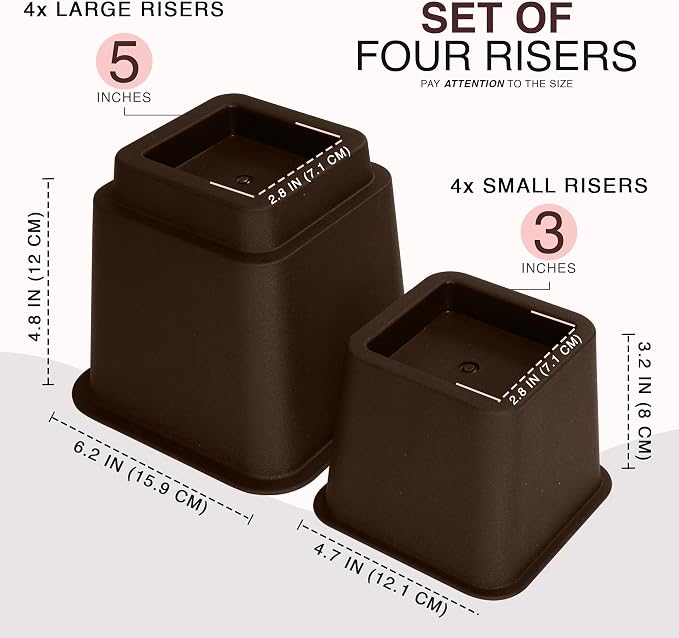 Utopia Bedding Bed Riser, 3 & 5 Inches Adjustable Furniture Risers - Image 2
