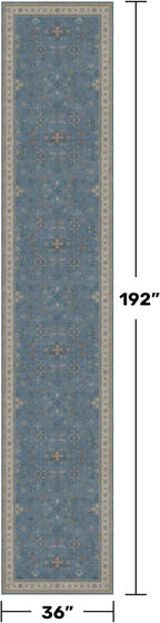 Neutral Blue Washable 3x16 Extra Long Hallway Runner Rug, Boho Washable Large - Image 2