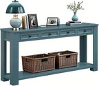 LKTART Solid Wood Console Table, 63 in Long Sofa Table Entryway Table by LKTART
