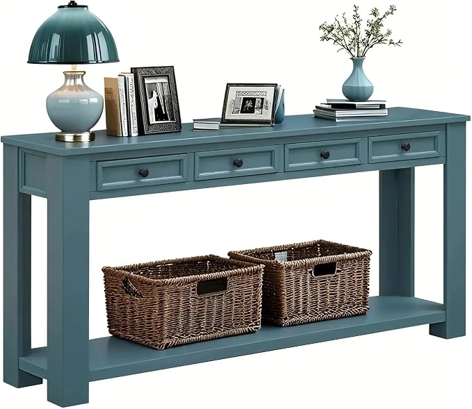 LKTART Solid Wood Console Table, 63 in Long Sofa Table Entryway Table by LKTART