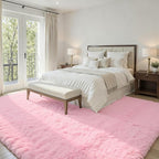 6x9 Fluffy Shag Area Rugs for Living Room Bedroom: Soft Carpet Light Pink | - Image 2