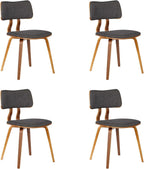 Armen Living Jaguar Mid-Century Dining Chair in Walnut Wood and Charcoal Fabric - Image 3
