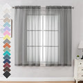 2 Panels Sheer Curtains 63 Inches Long Rod Pocket Light Weight Soft Voile by OVZME