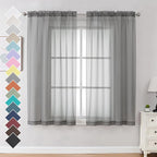 2 Panels Sheer Curtains 63 Inches Long Rod Pocket Light Weight Soft Voile by OVZME