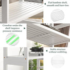 Homykic Double Wide Bamboo Bookshelf White, 6-Tier Large Open Bookcase - Image 8