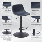 Adjustable Bar Stools Set of 2, Mid Century Modern Swivel Bar Stools, - Image 7