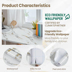 practicalWs Glossy Marble Wallpaper Peel and Stick White/Gold Granite Contact - Image 3