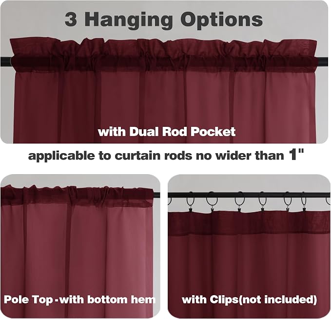 Chyhomenyc Burgundy Sheer Valance - Image 2