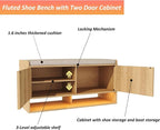 HOMEFORT 39.4" Fluted Shoe Storage Bench, Entryway Bench - Image 7