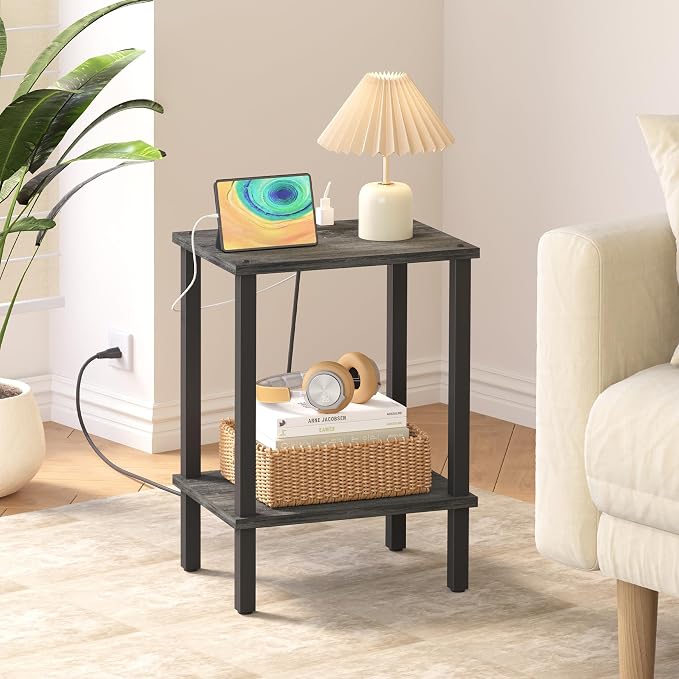 TUTOTAK End Table with Charging Station, Small Side Table with Outlets - Image 4