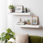 24x8x1.6 inch Floating Shelves Set of 2 – Solid Wood Rustic White Wall Mounted - Image 7