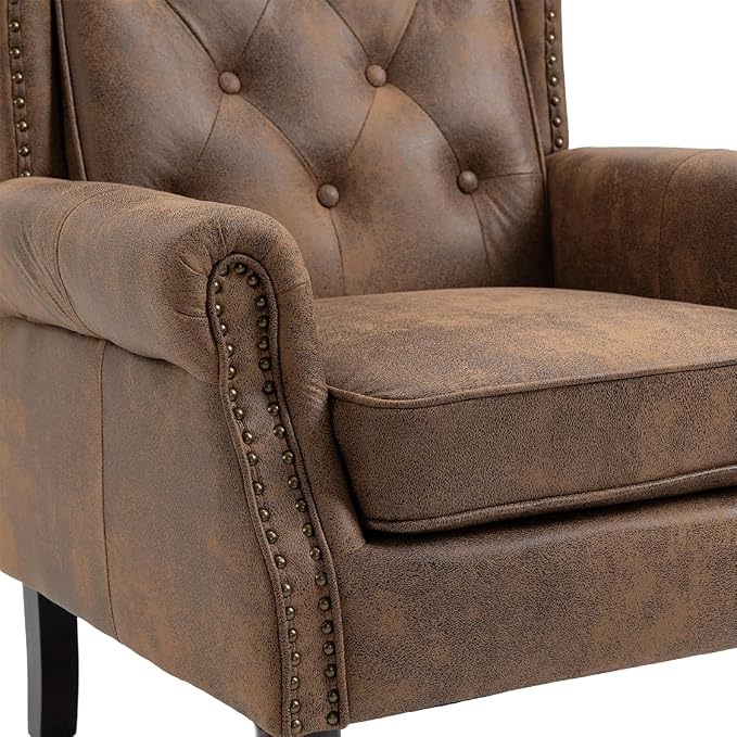 Mid-Century High Wingback Chair, Microfiber Accent Chair Armchair - Image 6