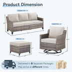10 Piece Patio Furniture Set-High Back Outdoor Furniture Set Sectional Sofa - Image 8