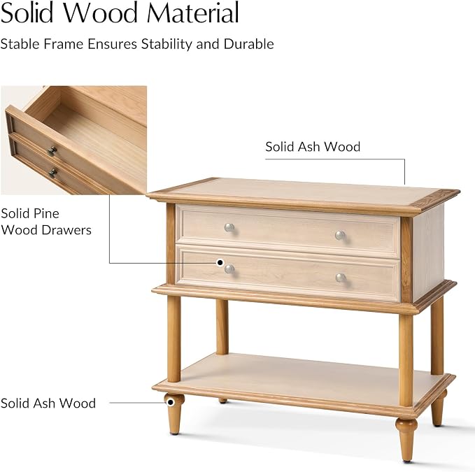 HULALA HOME Farmhouse Nightstand Set of 2 - Image 8