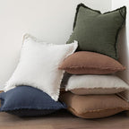 MIULEE Boho Linen Fringe Decorative Throw Pillow Covers Rifle Green 18x18 | Set - Image 6