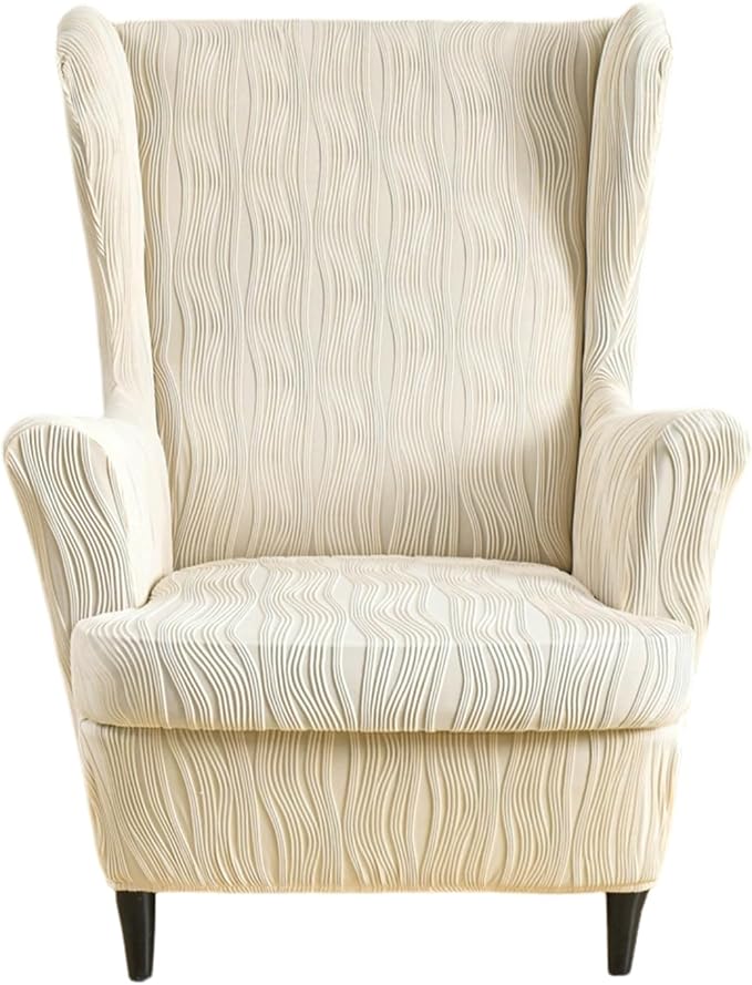 KRFOONN Stretch Wing Chair Slipcovers Printed 2 Piece Wingback Chair Covers by KRFOONN