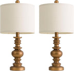 BOBOMOMO 20" Antique Gold Table Lamps Set of 2 – Handcrafted Vintage Bedside - Image 7