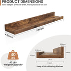 Fun Memories Picture Ledge Shelves Set of 2, 24 Inch Rustic Wall Mounted - Image 2