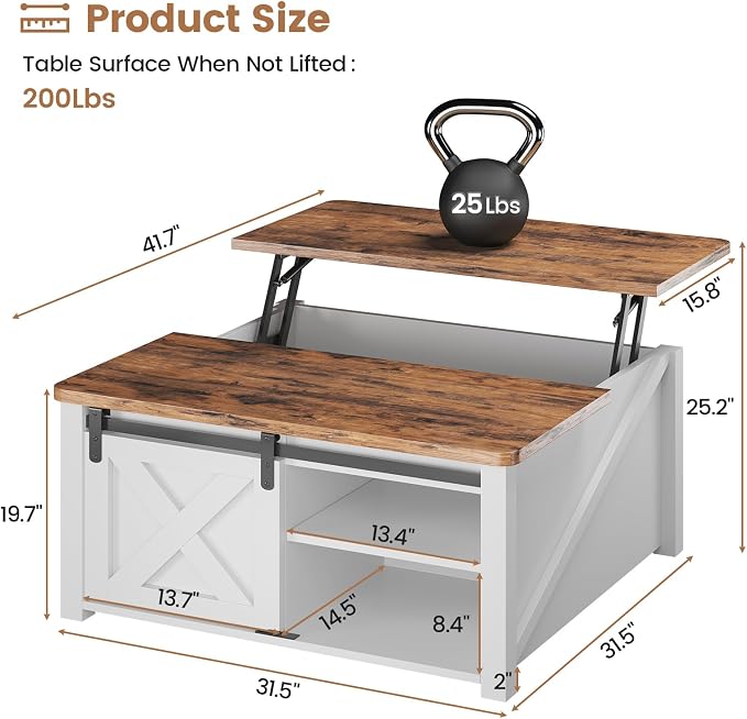 SEDETA 31.5" Lift Top Coffee Table - Image 2