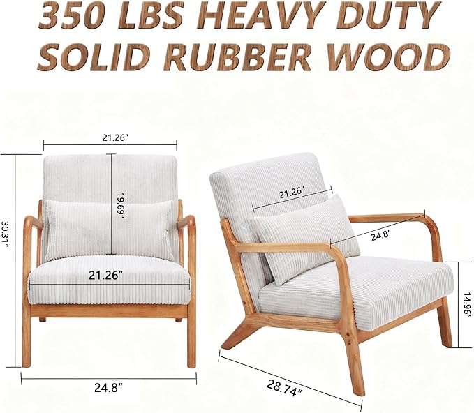 Set of 2 Mid Century Modern Accent Chair - Image 2