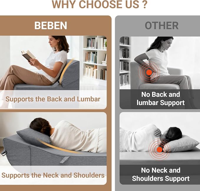 BeBen Folding Sofa Bed Chair, Convertible Sleeper Chair Futon Couch, Foldable - Image 6
