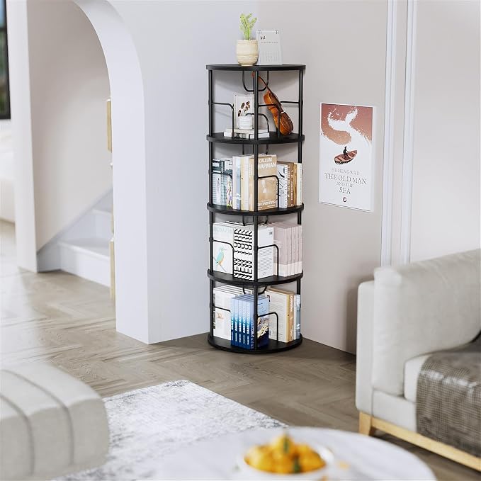 ALLSTAND Rotating Bookshelf, 4 Tier Spinning Bookshelf Tower, 360° Display - Image 6
