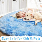 Amdrebio Tie-Dyed Light Blue Round Rug 4Ft - Image 2