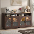 Sideboard Buffet Cabinet with Storage, Wine Bar Cabinet with Arched Glass Doors by SOLACEFURNITURE