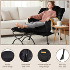 Welnow Lazy Chair with Ottoman, Modern Accent Chair with Armrests and a Side - Image 4