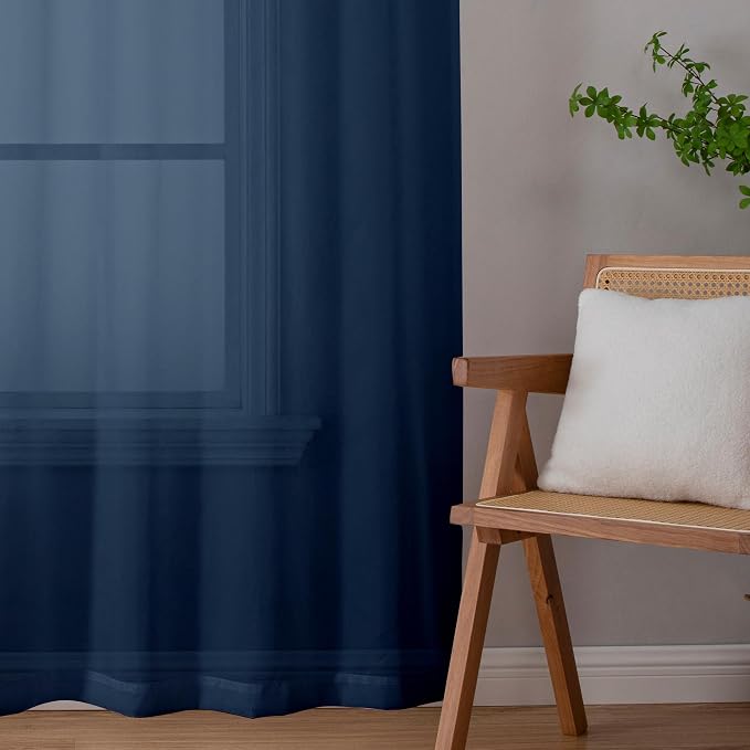 Blue Sheer Curtains, Sheer Curtains 78 inches Long 2 Panels Set, Rod Pocket - Image 7