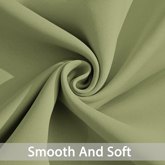 Yakamok Room Darkening Curtains 52x63 inch Length Sage Green-Living Room | 2 - Image 5