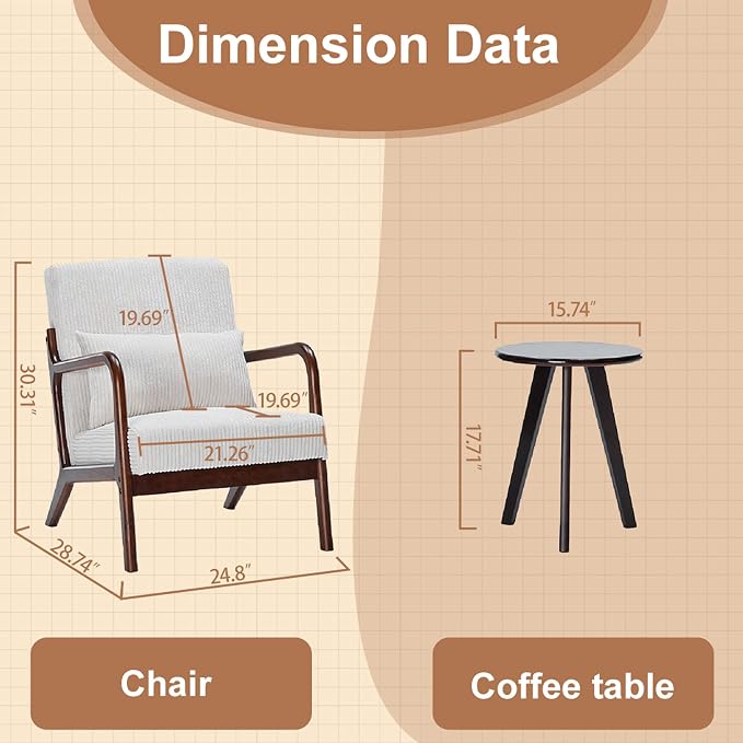 Beige Midcentury Modern Accent Chair - Image 2