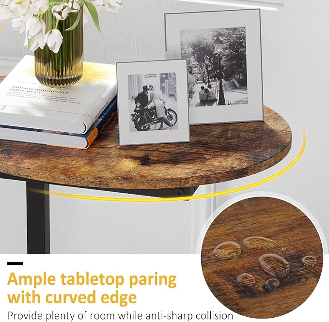 Hosfais Small Side Table Set of 2, C-Shaped Wood Sofa End Table - Image 5