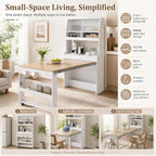 Kitchen Storage Cabinet with Hutch and Extendable Dining Table, 33.5" - Image 5
