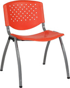 Flash Furniture HERCULES -5 Pack 880 lb. Capacity Orange Plastic Stack Chair | - Image 8