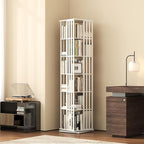 YOWOS Rotating Bookshelf Tower, 360° Display Spinning Bookcase, Bamboo - Image 2