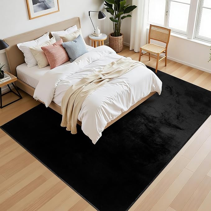 SHACOS Ultra Soft Faux Rabbit Fur Area Rug 6'x9', Non Slip Washable Padded - Image 8