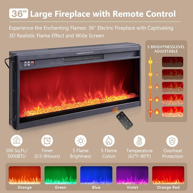 IFGET 70" Fluted Fireplace TV Stand - Image 3