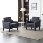 VINGLI Mid-Century Modern Accent Chair, Dark Grey Linen Upholstered, - Image 9
