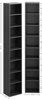 IRONCK Tall Narrow Bookshelf 8 Tiers 71in Set of 2, Compact Corner Bookcase - Image 3