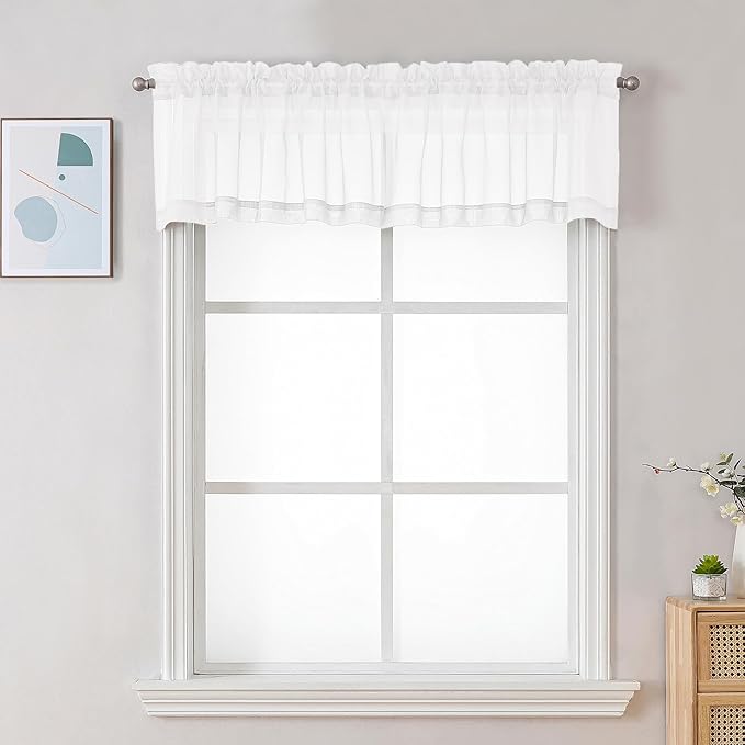Chyhomenyc Sheer Valances for Windows, Light Filtering Small Window Curtains by Chyhomenyc