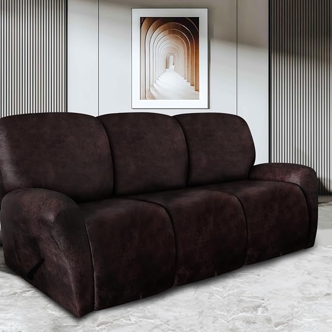 ANARACHON Leather Look Recliner Couch Cover 8-Piece Recliner Sofa Slipcovers 3 - Image 2