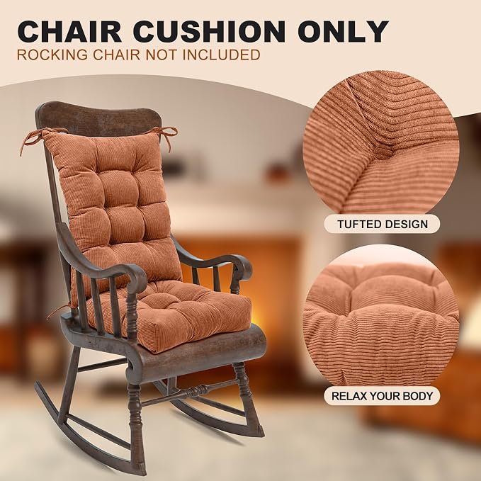Lokex Rocking Chair Cushion Only, Tufted Non-Slip Comfortable Rocking Chair - Image 2