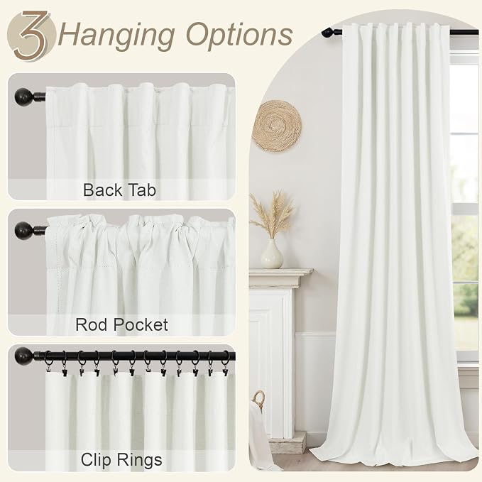 120 Inches Extra Long Curtains for Living Room 2 Panels Faux Linen Darkening - Image 5