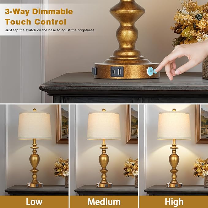 Cinkeda 28" Farmhouse Table Lamps Set of 2 - Image 2